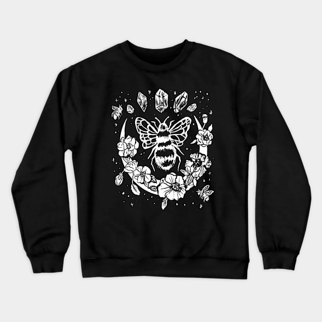 Honey Bee, Crescent Moon, Flowers Witchy Gothic Punk Crewneck Sweatshirt by LunaElizabeth